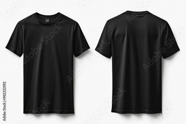 Fototapeta Black Tshirt Mockup Front and Back Isolated created with Generative AI
