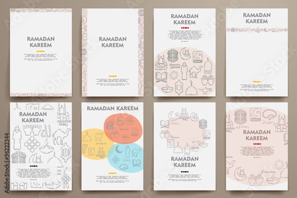 Fototapeta Corporate identity vector templates set with doodles ramadan theme