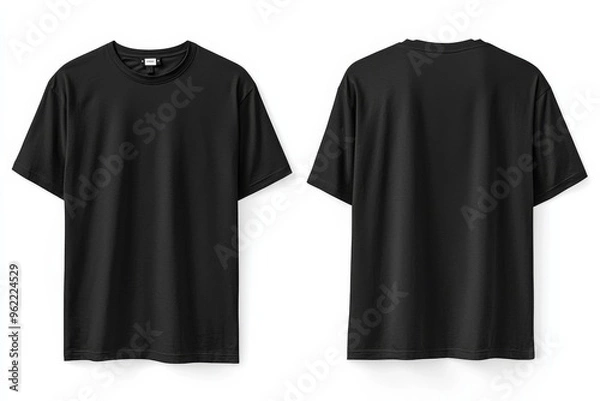 Fototapeta Black Tshirt Mockup Front and Back Isolated created with Generative AI
