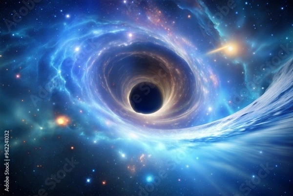 Fototapeta Stellar black hole vortex in cosmic space with stars and nebulae
