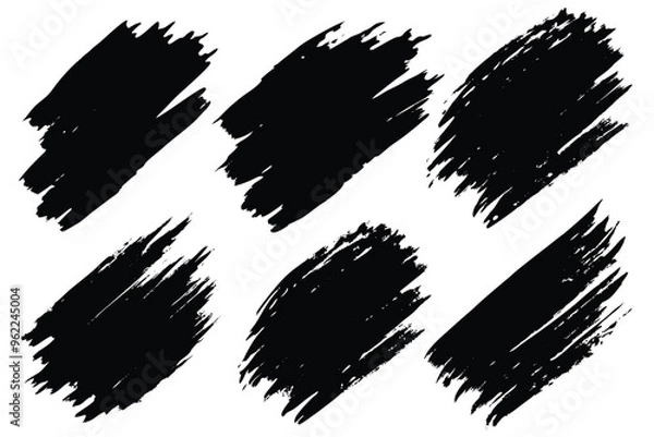 Obraz Grunge Brush Stroke, Vector Design Element. Empty Black Background Illustration. Ink Blob Isolated on White Background
