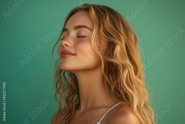 Fototapeta a close up of a blond woman's face