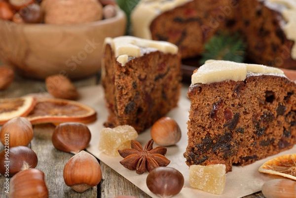 Fototapeta Traditional Christmas cake