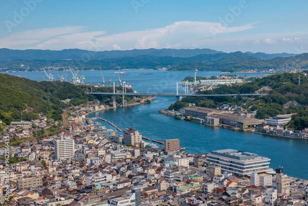 Obraz 千光寺公園からの眺め。尾道水道と尾道の町並み(広島県尾道市)