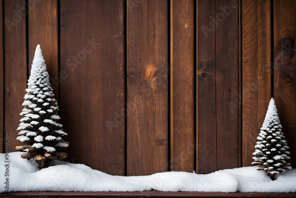 Obraz Christmas or New Year background with snow and firtree.