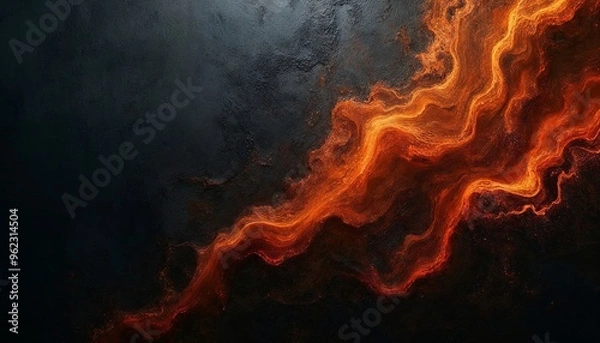 Fototapeta Abstract Artwork with Fiery Orange and Black Texture for Creative Projects