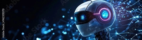 Fototapeta AI-powered chatbot interacting with users on a website, conversational design interface, smart tech integration.