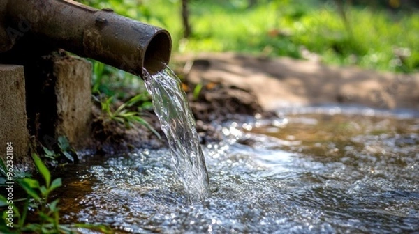 Fototapeta Natural Water Source with Flowing Stream