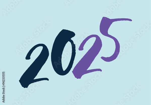 Obraz 2025 Happy New Year Drawing Design Blue And Purple Abstract Vector Illustration