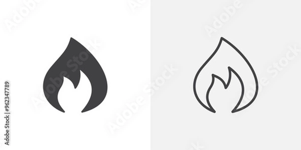 Fototapeta Fire icon flat and simple set design