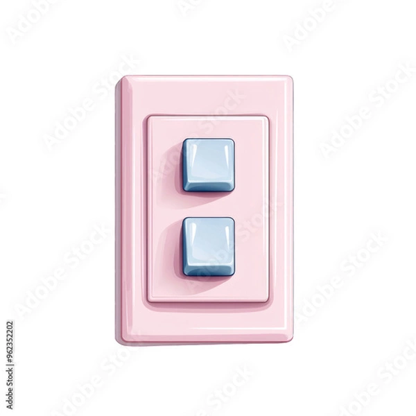 Fototapeta A charming pink light switch with two blue buttons, perfect for adding a playful touch to any interior design. watercolor style