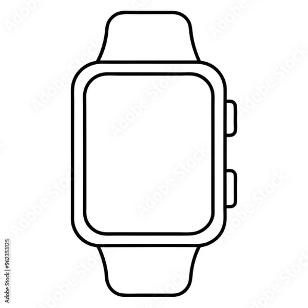Fototapeta A black and white drawing of an apple watch on white