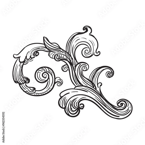 Fototapeta Drawing vintage element baroque style vector isolated illustration