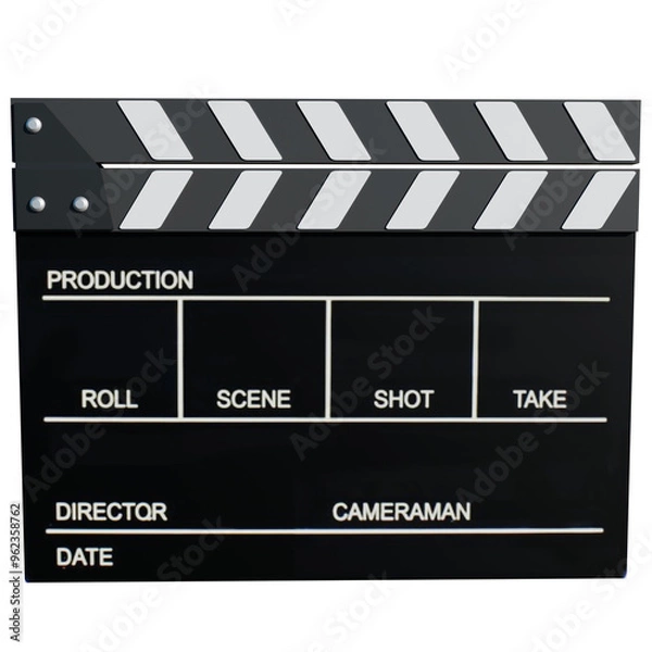 Fototapeta 3d render clapperboard movie with transparent background