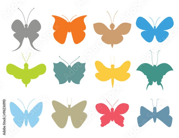 Fototapeta Colorful butterflies flat style vector collection