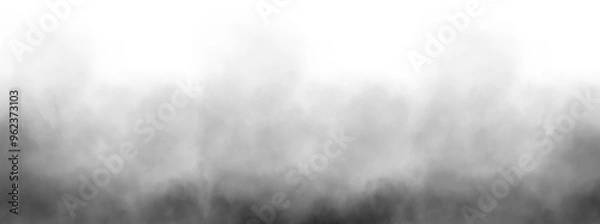Obraz PNG image, Realistic black cloud or smoke. White fog or smoke on transparent background. Abstract gas on transparent background.
