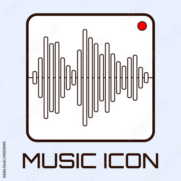 Obraz Lineart musical icon of audio waveform indicator, white on light blue background. Vector graphics.
