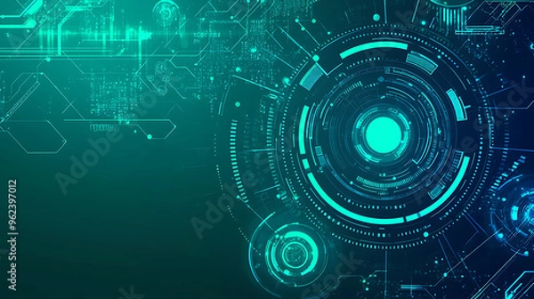 Fototapeta Futuristic Abstract Technology Background in Blue and Green