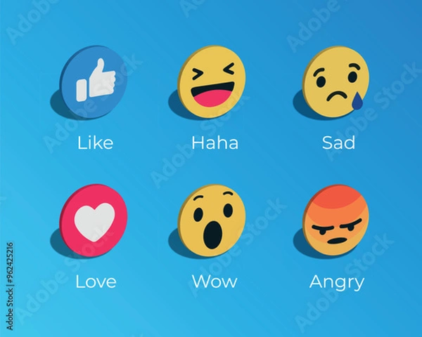 Fototapeta Social Media Emotion 3D Emoji Collection