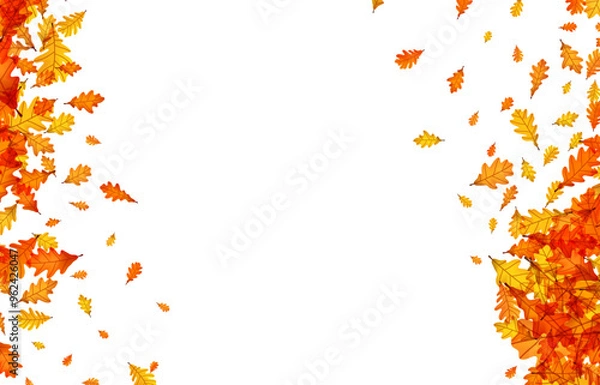 Obraz Swoosh of autumn oak leaves in vibrant orange and yellow, creating a dynamic flow. Vector illustration