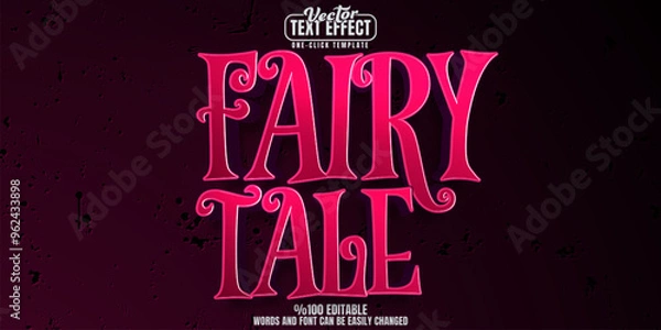 Fototapeta Fairy editable text effect, customizable tale and magic 3d font style