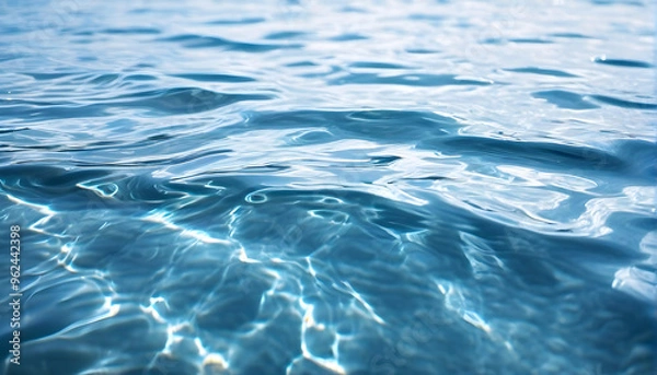 Fototapeta A detailed close-up, top-down view of ripples in water, capturing the intricate texture and subtle reflections of light, showcasing the beauty and complexity of natural patterns