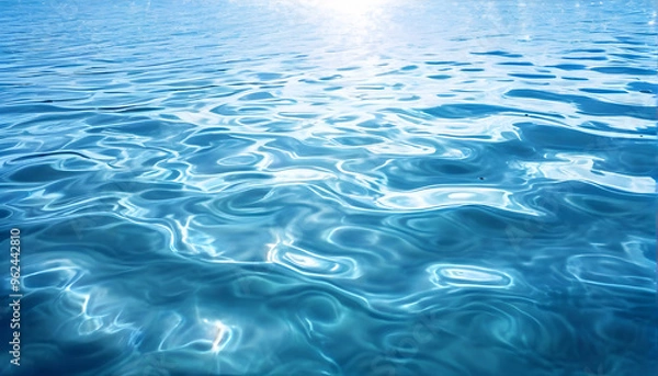 Fototapeta A detailed close-up, top-down view of ripples in water, capturing the intricate texture and subtle reflections of light, showcasing the beauty and complexity of natural patterns