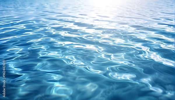 Fototapeta A detailed close-up, top-down view of ripples in water, capturing the intricate texture and subtle reflections of light, showcasing the beauty and complexity of natural patterns