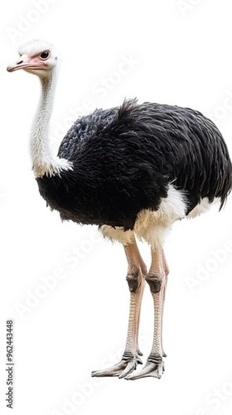 Fototapeta Ostrich on White Background, Photo Realistic, Texture, Pattern Background, Wallpaper, Cover and Screen for Smartphone, PC, Laptop, 9:16 and 16:9 Format