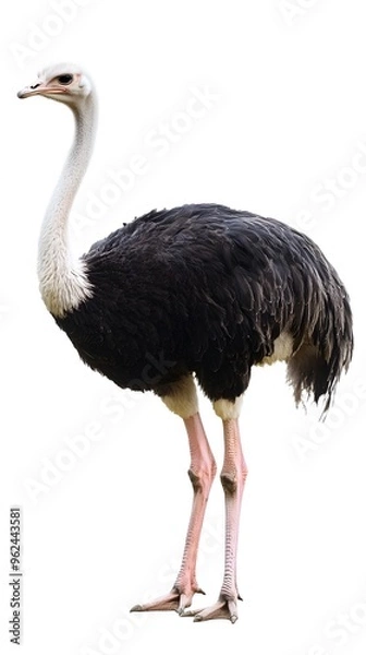 Fototapeta Ostrich on White Background, Photo Realistic, Texture, Pattern Background, Wallpaper, Cover and Screen for Smartphone, PC, Laptop, 9:16 and 16:9 Format
