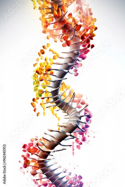 Obraz Eco DNA tree concept with green leaves. DNA tree concept for genetics, biotechnology and science. High quality photo