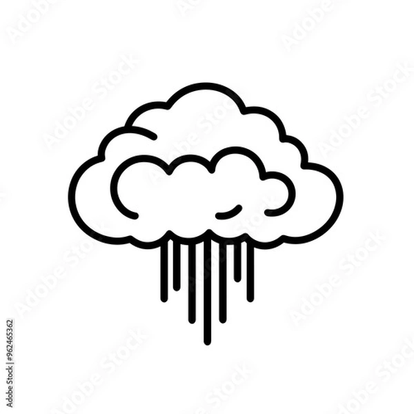 Fototapeta This vector design displays a minimalist cloud with rain falling from it, ideal for use in weather-related themes, apps, or illustrations