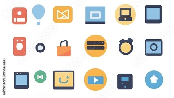 Fototapeta A collection of icons for various devices and apps
