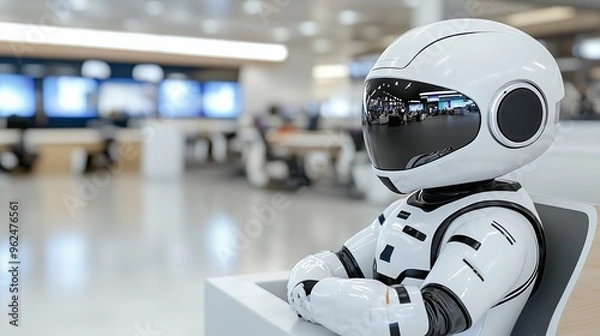 Fototapeta AI-driven chatbot providing customer support with real-time language translation seamless communication and efficient problem-solving. Copy space. AI generated