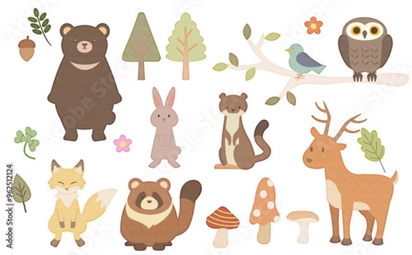 Obraz 森動物手書き風