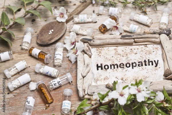 Fototapeta Homeopathic bottles and Pills