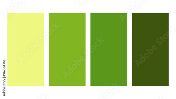 Obraz Olive green, lime green, yellow green, green color palette. Set of bright color palette combination in rgb hex. Color palette for ui ux design. Abstract vector illustration for your graphic design