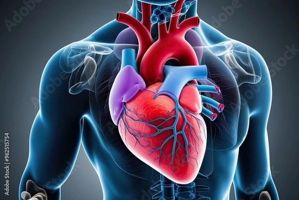 Fototapeta Exploring Human Heart Physiology Through DNA in Innovative Medicine 3D Presentation