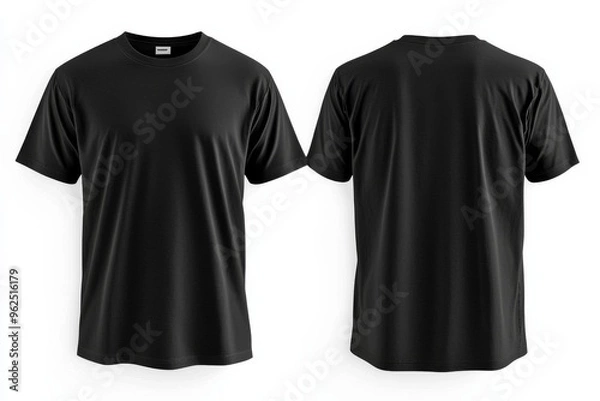 Fototapeta Black Tshirt Mockup Front and Back Isolated created with Generative AI