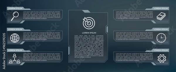 Obraz Futuristic infographic with transparent chart. Modern visualization six steps