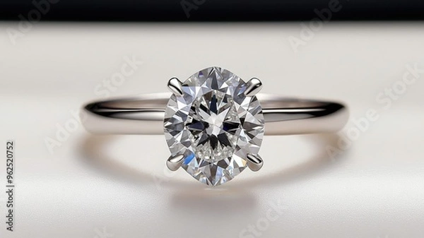 Obraz Stunning diamond ring featuring an elegant oval cut, perfect for engagements or special occasions.