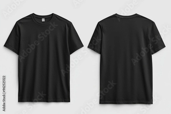 Fototapeta Black Tshirt Mockup Front and Back Isolated created with Generative AI