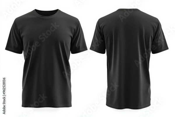 Fototapeta Black Tshirt Mockup Front and Back Isolated created with Generative AI