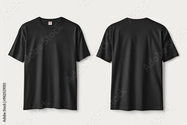 Fototapeta Black Tshirt Mockup Front and Back Isolated created with Generative AI