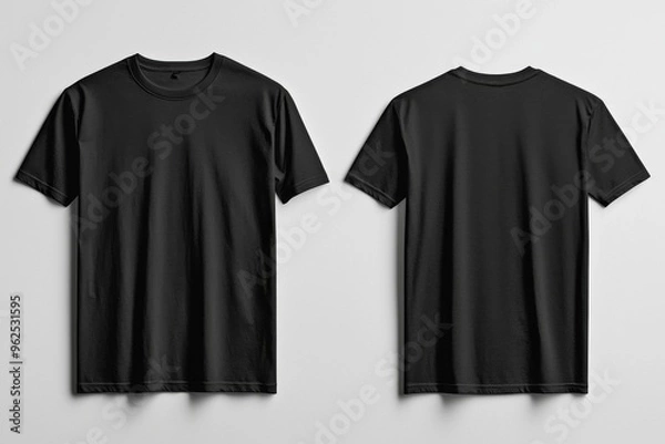 Fototapeta Black Tshirt Mockup Front and Back Isolated created with Generative AI