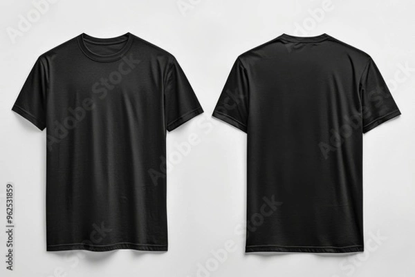 Fototapeta Black Tshirt Mockup Front and Back Isolated created with Generative AI