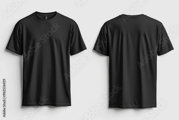 Fototapeta Black Tshirt Mockup Front and Back Isolated created with Generative AI
