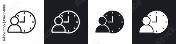 Fototapeta Office hours line icon vector illustration set.