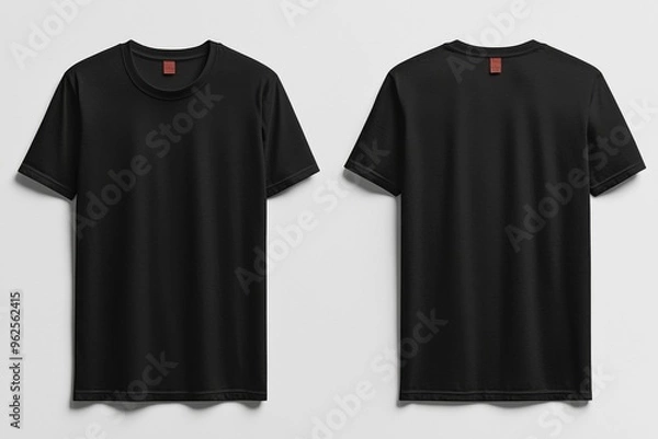 Fototapeta Black Tshirt Mockup Front and Back Isolated created with Generative AI