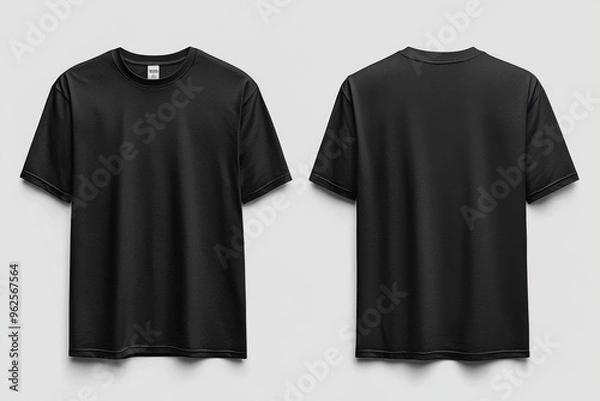 Fototapeta Black Tshirt Mockup Front and Back Isolated created with Generative AI